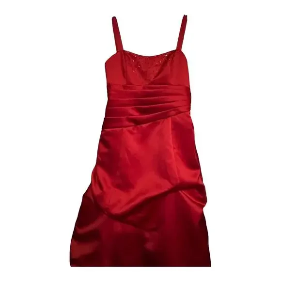 apple red junior bridesmaid dresses A-Line Sleeveless Long Lace Tulle Junior Bridesmaid Dresses